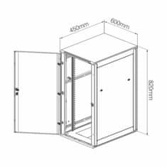Digitus zidni kabinet 16U 820 600x450 siv sestavljen DN-19 16-U
