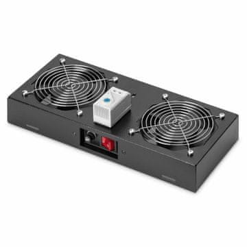 Digitus hladilna enota 2x ventilator s termostatom črna DN-19 FAN-2-WM-T-SW