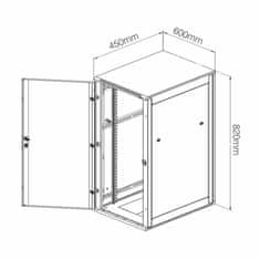 Digitus zidni kabinet 16U 820 600x450 črn sestavljen DN-19 16-U-SW