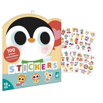 shumee Velike nalepke za večkratno uporabo na listih po 100 kosov MALE ŽIVALI 18m+, Janod