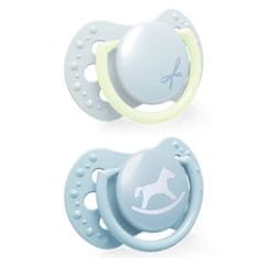 shumee Dinamična silikonska duda MINI 0-2m Baby Shower Boy 2 kom., Lovi