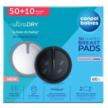 shumee Ultra vpojne 3D blazinice za dojenje 60 kos ČRNE, Canpol Babies