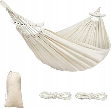 shumee VELIKA DVOJNA VISEČA MREŽA XXXL 260X150CM + UDOBEN KREM ROČAJ