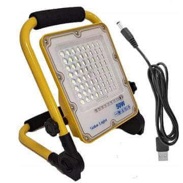 shumee Prenosna LED halogenska svetilka 50W 230V + USB kabel na baterije
