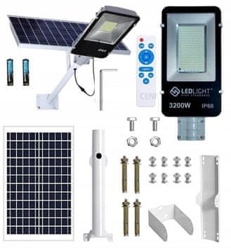 shumee Vrtna svetilka, solarna svetilka, montaža na drog, močna 3000 W, ulična plošča, 648 LED