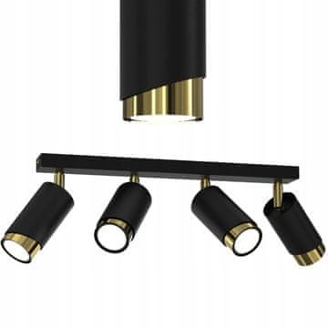 shumee Stropna svetilka LED trak nastavljiva 4x Gu10 poševna črno-zlata