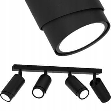 shumee Stropna svetilka LED trak nastavljiva 4x Gu10 poševna črna