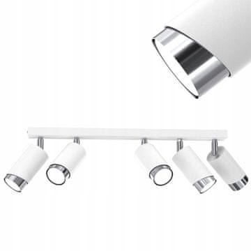 shumee Stropna svetilka LED trak nastavljiva 5x Gu10 poševna bela kromirana