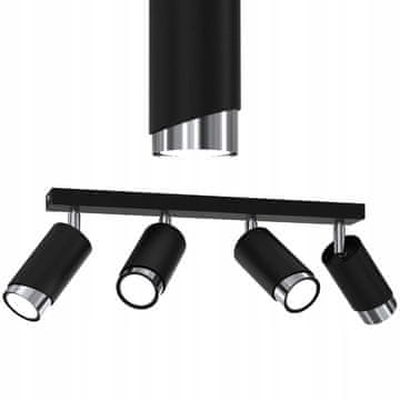 shumee Stropna svetilka LED trak nastavljiva 4x Gu10 poševna črna kromirana