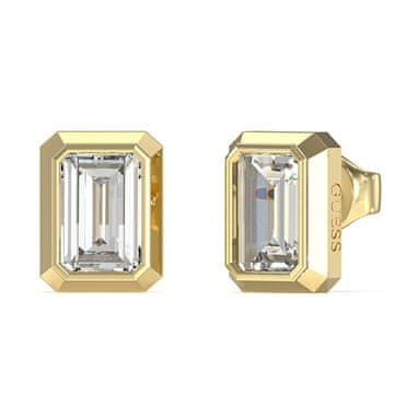 Guess Kvadratni pozlačeni uhani 4G Light JUBE05250JWYGT/U