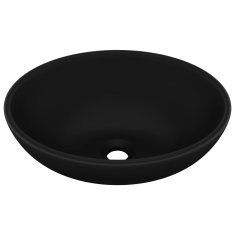 Vidaxl Razkošen umivalnik ovalen mat črn 40x33 cm keramičen