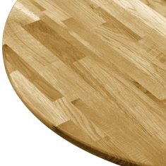 Vidaxl Površina za mizo trden hrastov les okrogla 23 mm 700 mm