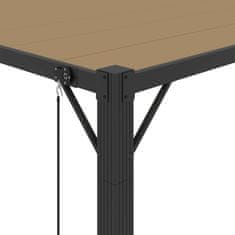 Vidaxl Paviljon z rešetkasto streho 3x4 m taupe blago in aluminij