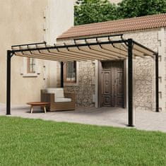 Vidaxl Paviljon z rešetkasto streho 3x4 m taupe blago in aluminij
