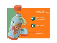 QUOKKA Quokka Kids Solid, Steklenica / termos iz nerjavečega jekla z zanko Grove Birds, 330ml, 40149