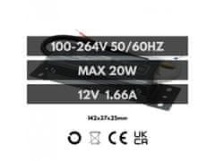 Eco light Hermetično napajanje LED 20W 12V 1.66A, vodoodporen 142x37x25 mm