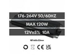 Eco light Hermetično napajanje LED 120W 12V 10A, vodoodporen 187x65x22 mm