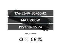 Eco light Hermetično napajanje LED 200W 12V 16.7A, vodoodporen 248x72x33 mm