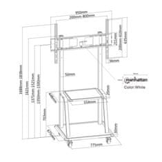Manhattan 37" to 100" 150KG monitor 10 - 5° nagib 90° rotacijski večje obremenitve večnamenski voziček