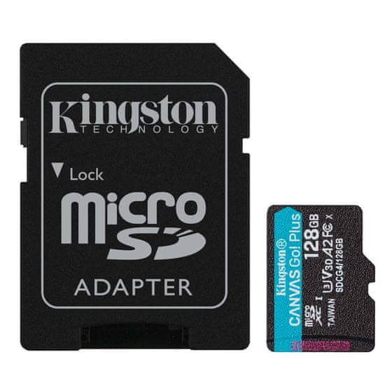 Kingston Canvas Go! Plus microSD 128GB Class 10 UHS-I U3 V30 A2 adapter (SDCG4/128GB) spominska kartica