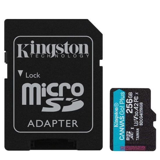 Kingston Canvas Go! Plus microSD 256GB Class 10 UHS-I U3 V30 A2 adapter (SDCG4/256GB) spominska kartica