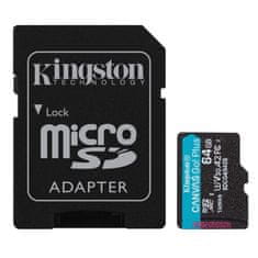 Kingston Canvas Go! Plus microSD 64GB Class 10 UHS-I U3 V30 A2 adapter (SDCG4/64GB) spominska kartica