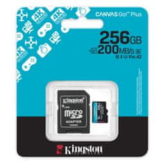 Kingston Canvas Go! Plus microSD 256GB Class 10 UHS-I U3 V30 A2 adapter (SDCG4/256GB) spominska kartica