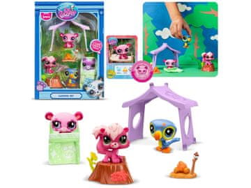 HASBRO Littlest Pet Shop Komplet figuric za kampiranje, živali + dodatki, premične figurice 4+