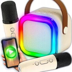 Dexxer Aku. 1200mAh karaoke zvočnik Bluetooth 5.3 2x mikrofon LED RGB