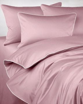 shumee Posteljnina SAN ANTONIO iz satena v barvi flamingo roza z belim robom 180x200 MARO HOME