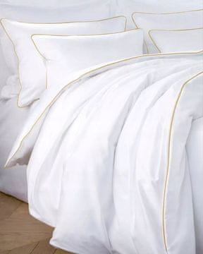 shumee Satenasta posteljnina SAN ANTONIO, bela z zlatim robom, 160x200 MARO HOME