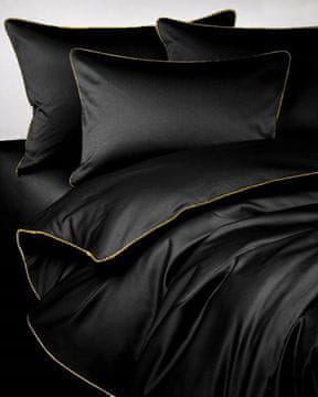 shumee Satenasta posteljnina SAN ANTONIO, črna z zlatim robom, 200x200 MARO HOME