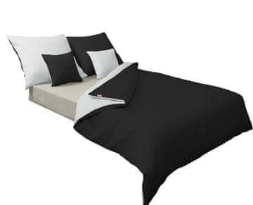 shumee Dvostranska posteljna garnitura iz satena 220x200 + 2x70x80 bela/črna MATEX