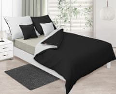 shumee Dvostranska posteljna garnitura iz satena 160x200 + 2x70x80 bela/črna MATEX