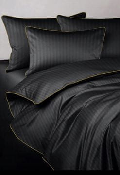 shumee Posteljnina San Antonio z damastnim vzorcem, črna z zlatim robom, 160x200 MARO HOME