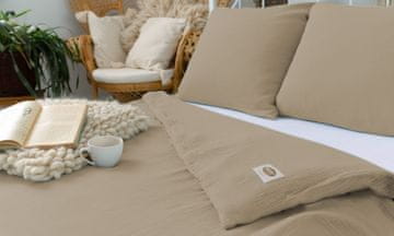 shumee Bombažna posteljnina MOUSSELINE bež_17 (220x200-1,70x80-2) MATEX