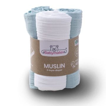 BabyMatex Plenice 70x80 MUSLIN 3 kom. barva 33 mint