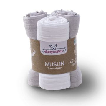 BabyMatex Plenice 70x80 MUSLIN 3 kom. barva 42 siva