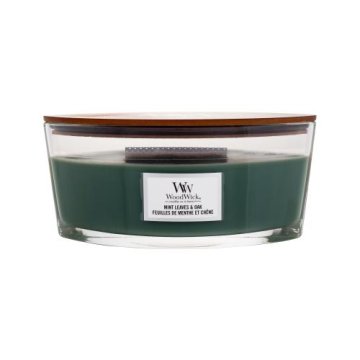 Woodwick Mint Leaves & Oak dišeča svečka
