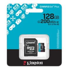 Kingston Canvas Go! Plus microSD 128GB Class 10 UHS-I U3 V30 A2 adapter (SDCG4/128GB) spominska kartica