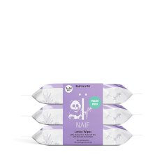 NAIF Negovalni vlažilni robčki z aloe vero za dojenčke in otroke Baby & Kids (Lotion Wipes) 3 x 54 kosov