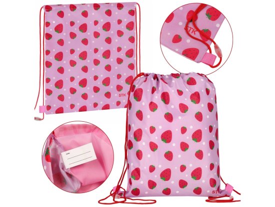 STARPAK Roza torba za čevlje, šolska torba za čez ramo v jagodah za telesna vzgoja 32x38 cm