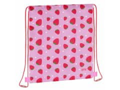STARPAK Roza torba za čevlje, šolska torba za čez ramo v jagodah za telesna vzgoja 32x38 cm
