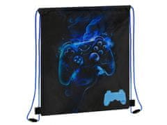 STARPAK Črno-modra torba za čevlje za telesna vzgoja, šolska torba na rami za igralca, krmilnik igre, gamepad 32x38 cm
