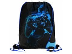 STARPAK Črno-modra torba za čevlje za telesna vzgoja, šolska torba na rami za igralca, krmilnik igre, gamepad 32x38 cm