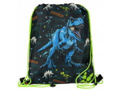 STARPAK Črna torba za čevlje za telesna vzgoja, Dinozaver šolska torba na rami za dečka 32x38 cm