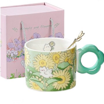 Luniks Cvetlični lonček z žličko 280 ml + darilna škatla-ZELENA