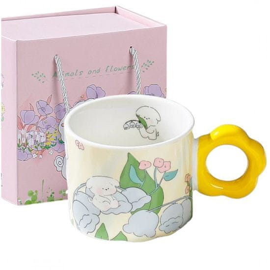 Luniks Cvetlični lonček z žličko 280 ml + darilna škatla-RUMENA