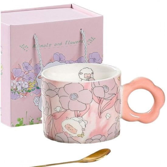 Luniks Cvetlični lonček z žličko 280 ml + darilna škatla-ROZA