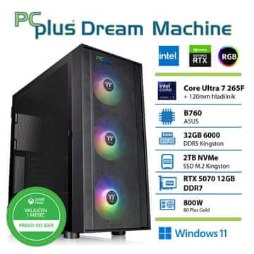 PCplus Dream Machine namizni računalnik, Ultra 7-265F, 32GB, SSD2TB, RTX5070, W11H + Xbox GP